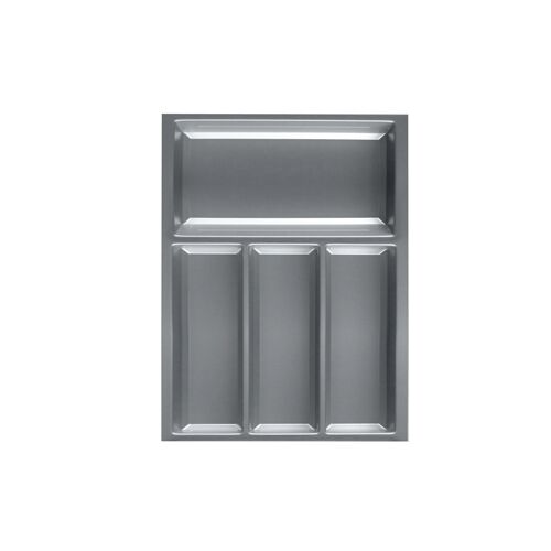 Besteckeinsatz MOVE Silbergrau, genarbt für 45er Schublade / Maße (BxT): 342 x 473,5 mm / Besteck-Einsatz / Einsatz / Besteckkasten / Schubladeneinsatz