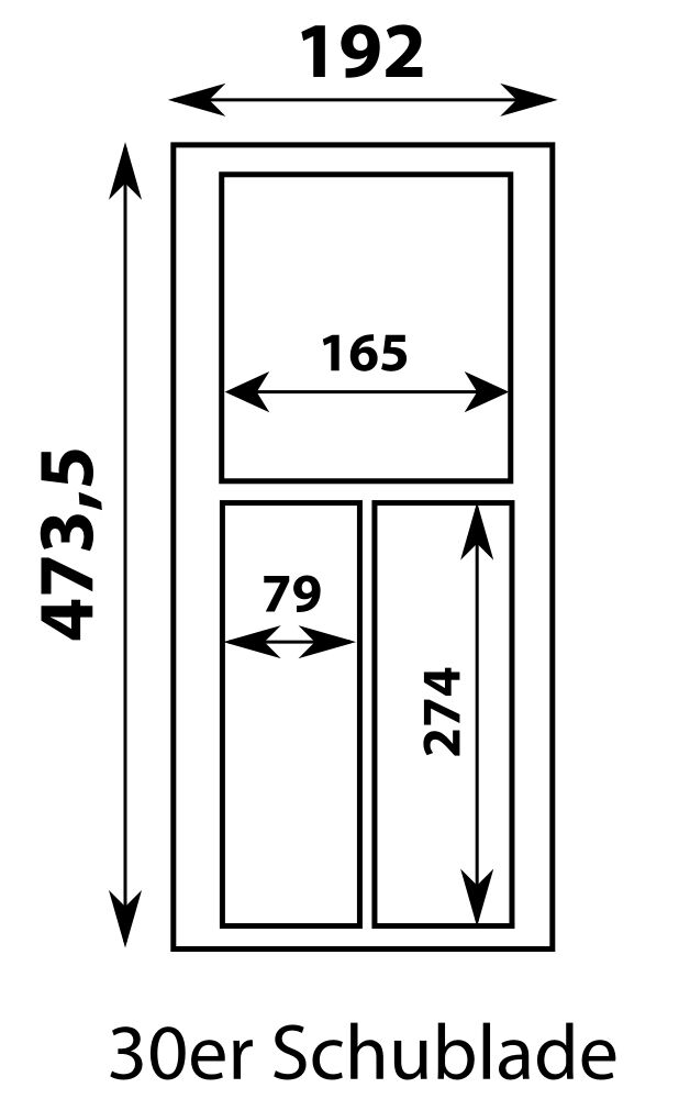 Besteckeinsatz MOVE Silbergrau, genarbt für 30er Schublade / Maße (BxT): 192 x 473,5 mm / Besteck-Einsatz / Einsatz / Besteckkasten / Schubladeneinsatz