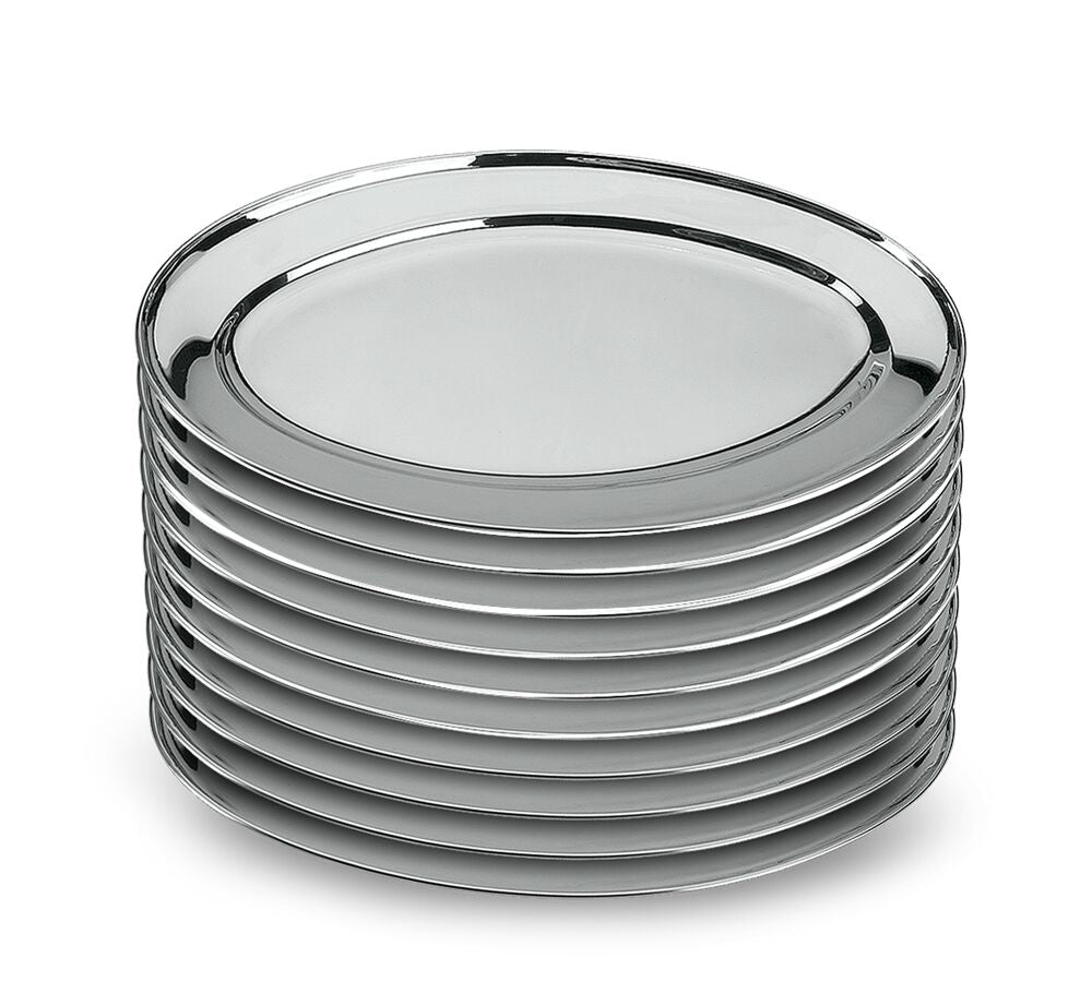 10er SET METALTEX Servierplatte 35 cm oval aus INOX / Edelstahlplatte / Platte