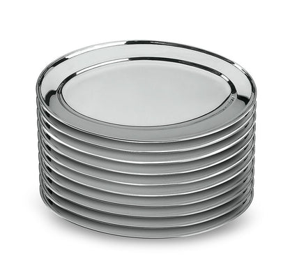 10er SET METALTEX Servierplatte 35 cm oval aus INOX / Edelstahlplatte / Platte