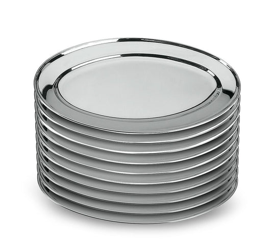10er SET METALTEX Servierplatte 35 cm oval aus INOX / Edelstahlplatte / Platte