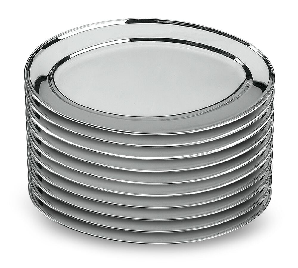 10er SET METALTEX Servierplatte 40 cm oval aus INOX / Edelstahlplatte / Platte