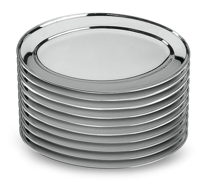 10er SET METALTEX Servierplatte 40 cm oval aus INOX / Edelstahlplatte / Platte