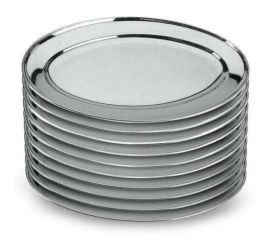 10er SET METALTEX Servierplatte 40 cm oval aus INOX / Edelstahlplatte / Platte