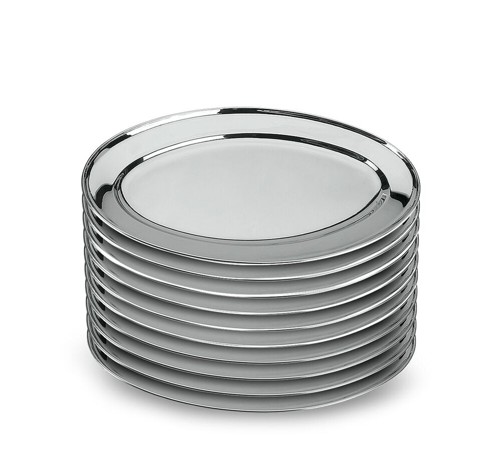10er SET METALTEX Servierplatte 30 cm oval aus INOX / Edelstahlplatte / Platte