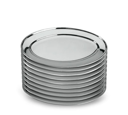 10er SET METALTEX Servierplatte 30 cm oval aus INOX / Edelstahlplatte / Platte