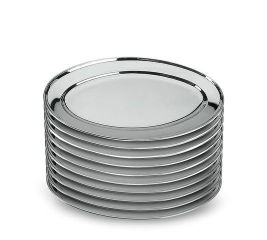 10er SET METALTEX Servierplatte 30 cm oval aus INOX / Edelstahlplatte / Platte