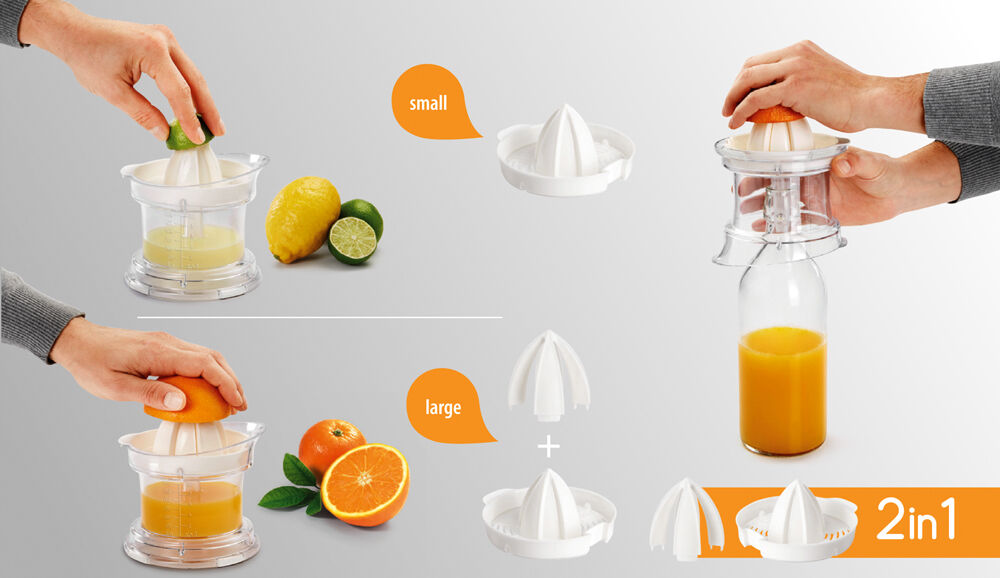 Metaltex 252005000 Zitruspresse CITRUS+ mit austauschbaren Presskegeln / Saftpresse