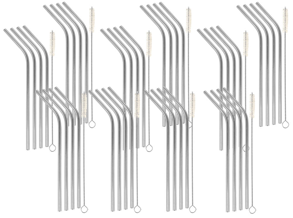 10er SET Metaltex 253181000 INOX Trinkhalme - geknickt - zu je 4 Stk. mit Reinigungsbürste / Strohhalme