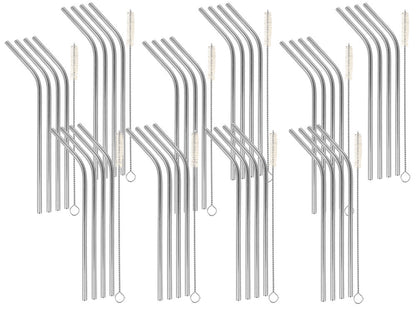 10er SET Metaltex 253181000 INOX Trinkhalme - geknickt - zu je 4 Stk. mit Reinigungsbürste / Strohhalme