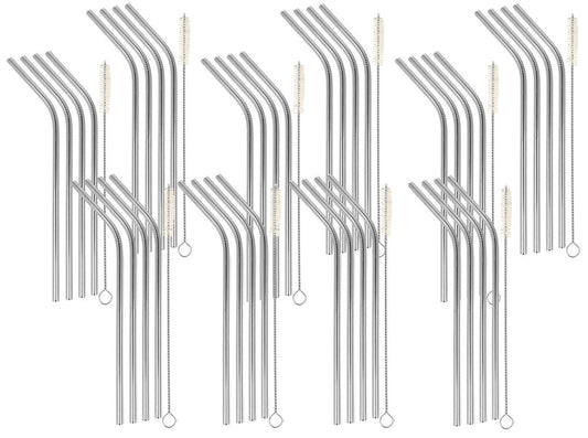10er SET Metaltex 253181000 INOX Trinkhalme - geknickt - zu je 4 Stk. mit Reinigungsbürste / Strohhalme