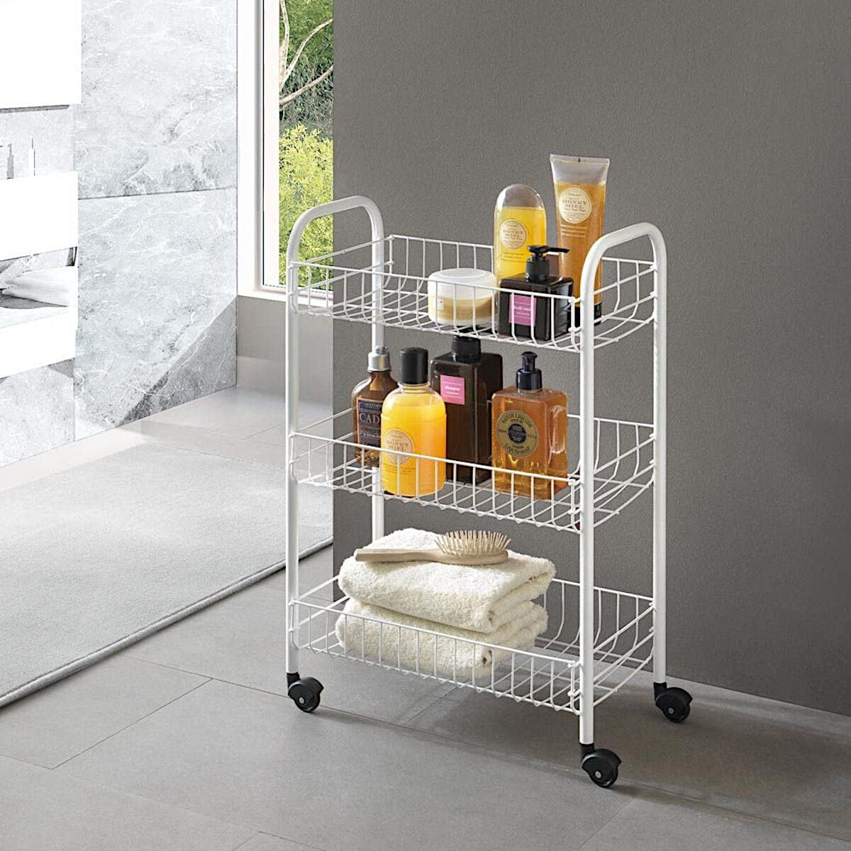 METALTEX 340633014 SIENA Allzweckwagen mit 3 Etagen / Rollregal, Höhe 63 cm