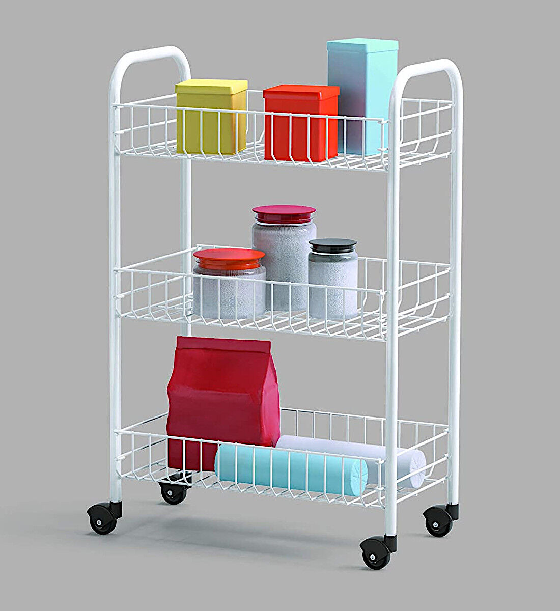METALTEX 340633014 SIENA Allzweckwagen mit 3 Etagen / Rollregal, Höhe 63 cm