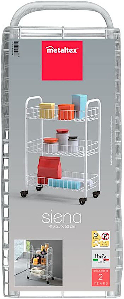 METALTEX 340633014 SIENA Allzweckwagen mit 3 Etagen / Rollregal, Höhe 63 cm