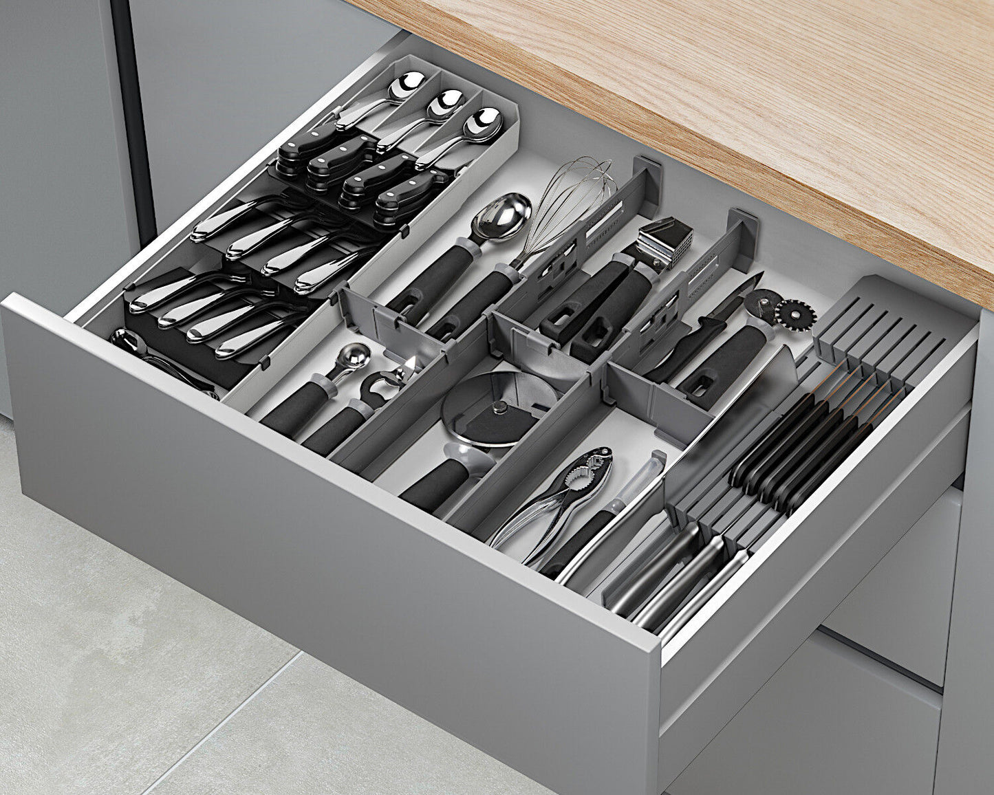 Metaltex Multi-Fit Schubladen-Organizer / Schubladenteiler