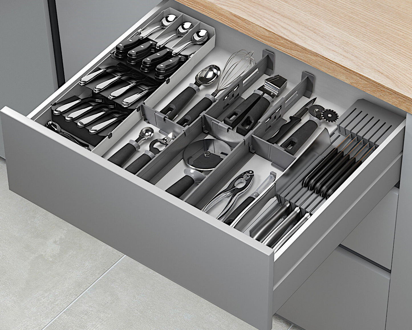 Metaltex Multi-Fit PLUS Schubladen-Organizer / Schubladenteiler