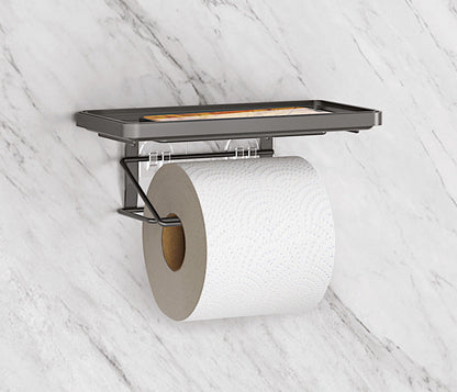 METALTEX Toilettenpapierabroller mit Ablage und U-Fix Befestigung / Klopapierhalter