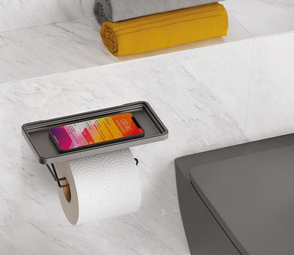 METALTEX Toilettenpapierabroller mit Ablage und U-Fix Befestigung / Klopapierhalter
