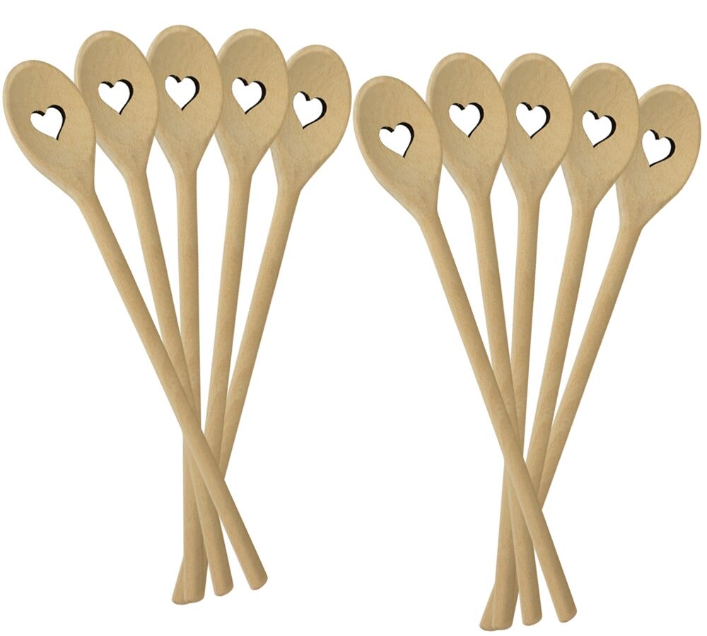 10er SET METALTEX 570300010 Kochlöffel HEART aus Buchenholz mit Herz-Ausschnitt / Backzubehör / Kochzubehör
