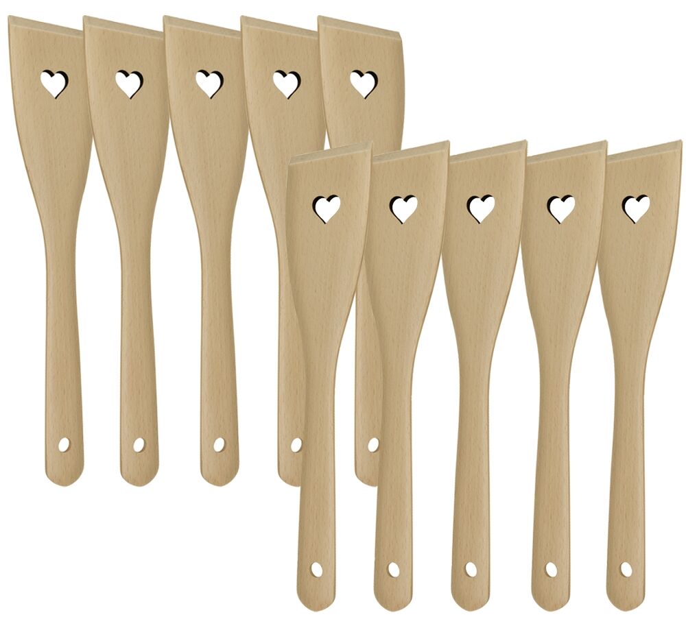 10er SET METALTEX 570304010 Pfannenwender HEART aus Buchenholz mit Herz-Ausschnitt / Backzubehör / Kochzubehör