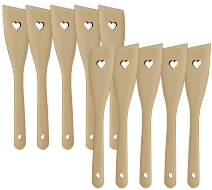 10er SET METALTEX 570304010 Pfannenwender HEART aus Buchenholz mit Herz-Ausschnitt / Backzubehör / Kochzubehör