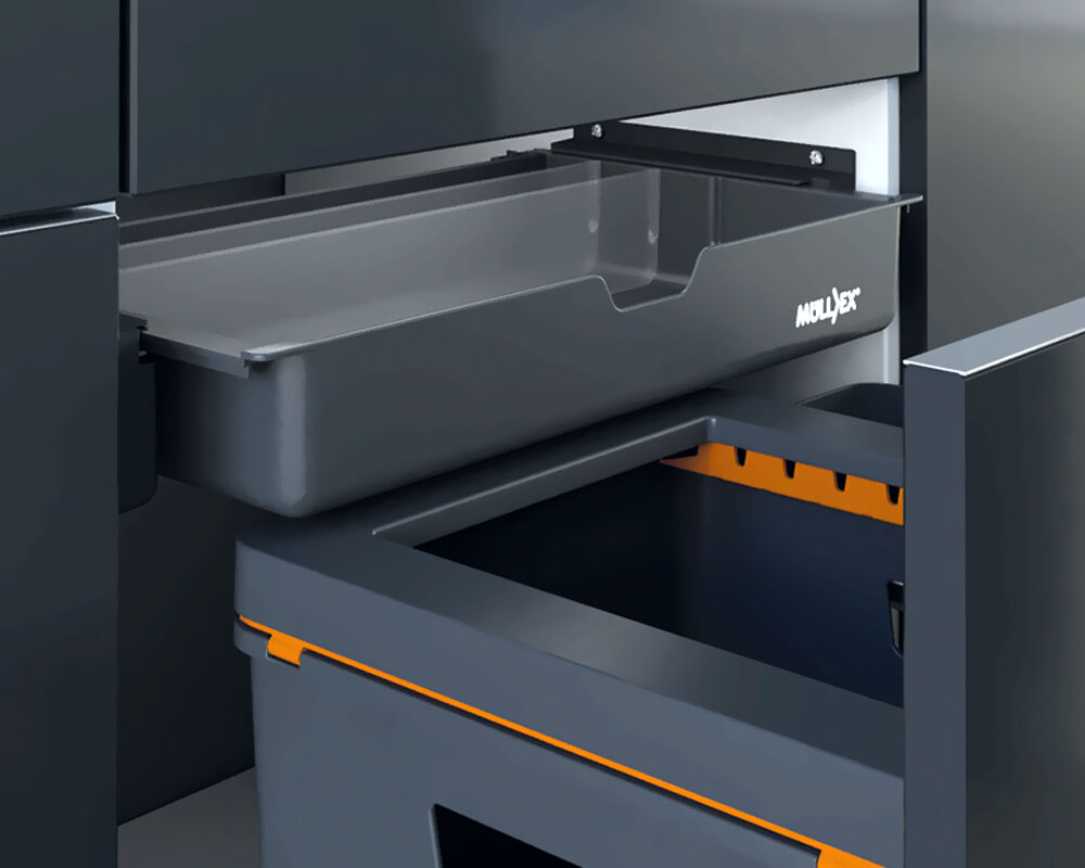 MÜLLEX Boxx 55/60-R BIO Abfallsystem inklusive Auszugssystem als Vollauszug, 47 (41+5+1) Liter / ab 55 cm Schrankbreite… – Bild 6
