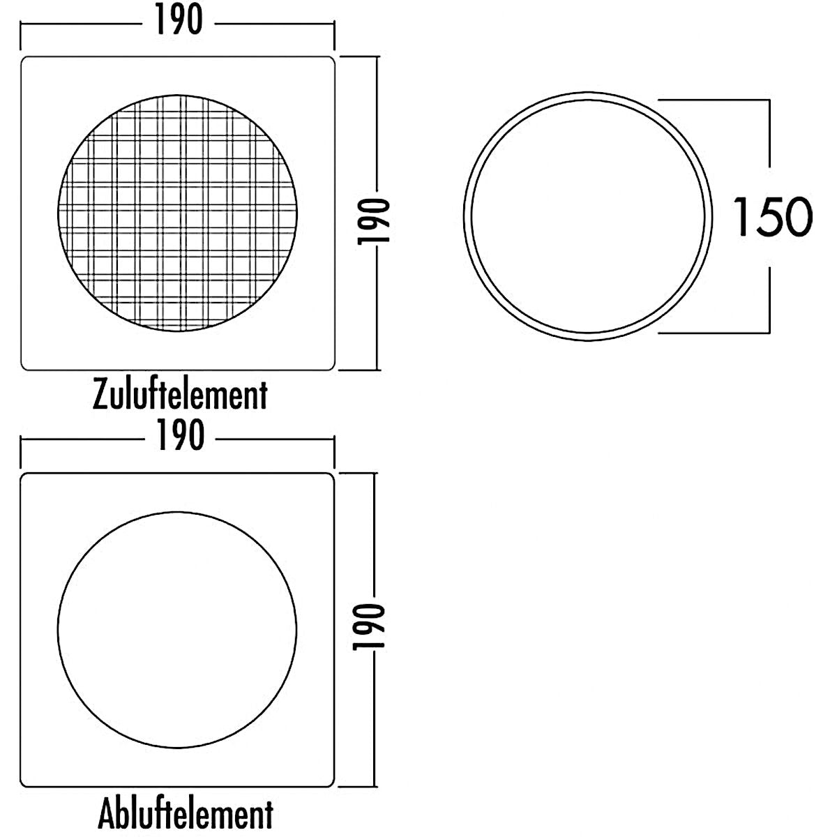 Abluftelement E-KLIMA A/Z 150 / Abluft - Mauerkasten - Element / Compair flow (System Ø 150) – Bild 2