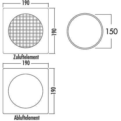 Abluftelement E-KLIMA A/Z 150 / Abluft - Mauerkasten - Element / Compair flow (System Ø 150) – Bild 2