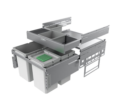 NABER 8012375 Abfallsammler Cox® Base 360 S/600-3 mit Base-Board u. Biodeckel, hellgrau, H 460 mm