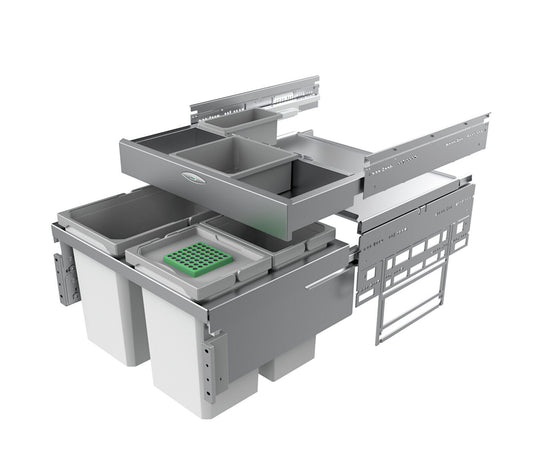 NABER 8012375 Abfallsammler Cox® Base 360 S/600-3 mit Base-Board u. Biodeckel, hellgrau, H 460 mm