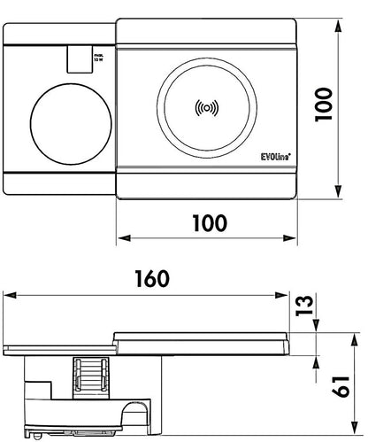 EVOLine Circle80 mit Schiebedeckel DisQ, schwarz matt, eckig