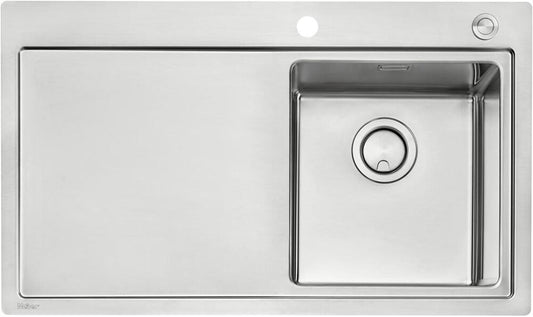 NABER Spüle CORNO ORA mit Druckknopfbedienung und Armaturenbank / 45er Schrankbreite / Edelstahl – Bild 5