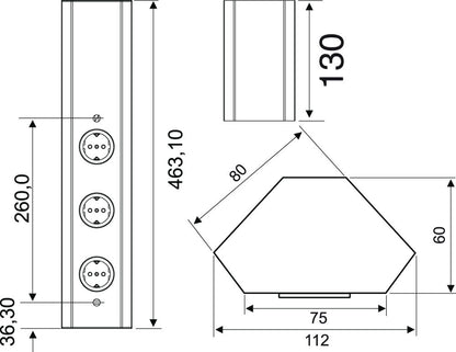 MIRA ECK 1 Eck-Steckdosenelement 3-fach aus Edelstahl / Steckdosen / Steckdosenleiste – Bild 2