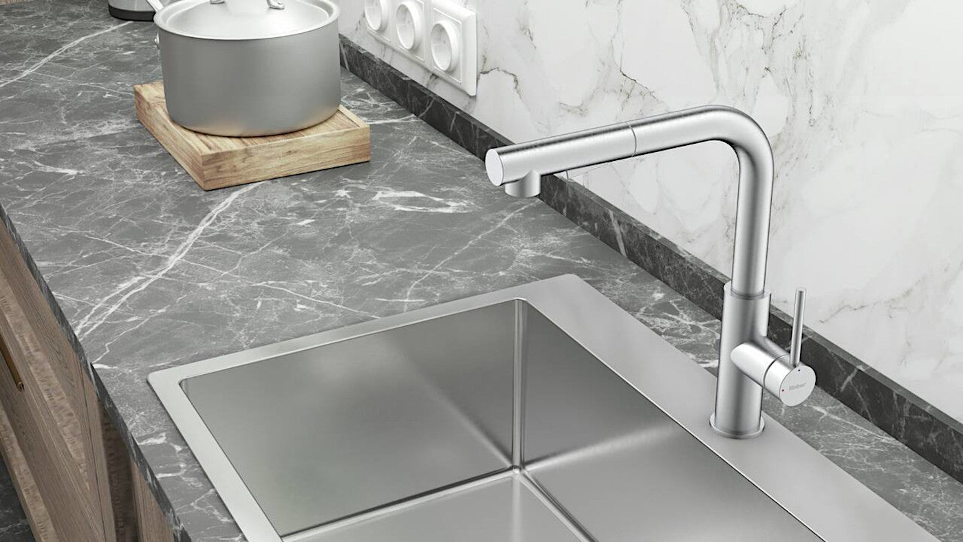 NABER Armatur NAMOR 4 mit schwenkbarem Brauseauslauf / Küchenarmatur / Einhebelmischer