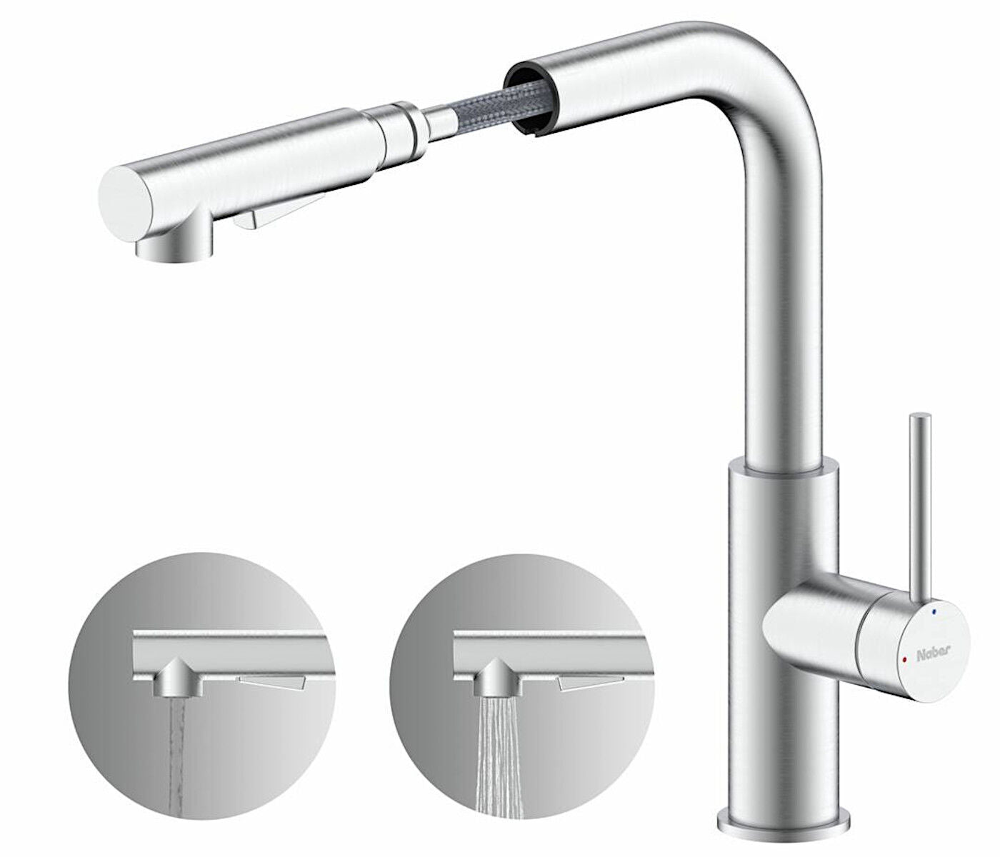 NABER Armatur NAMOR 4 mit schwenkbarem Brauseauslauf / Küchenarmatur / Einhebelmischer – Bild 3
