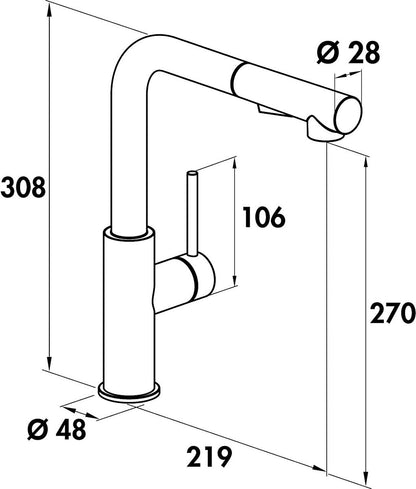 NABER Armatur NAMOR 4 mit schwenkbarem Brauseauslauf / Küchenarmatur / Einhebelmischer – Bild 2
