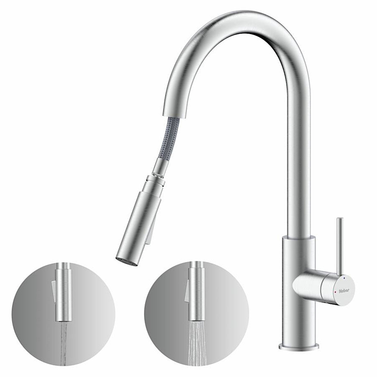 NABER Armatur NAMOR 6 mit schwenkbarem Brauseauslauf / Küchenarmatur / Einhebelmischer