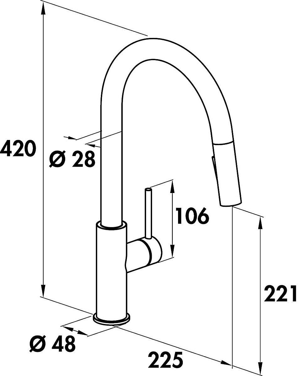 NABER Armatur NAMOR 6 mit schwenkbarem Brauseauslauf / Küchenarmatur / Einhebelmischer