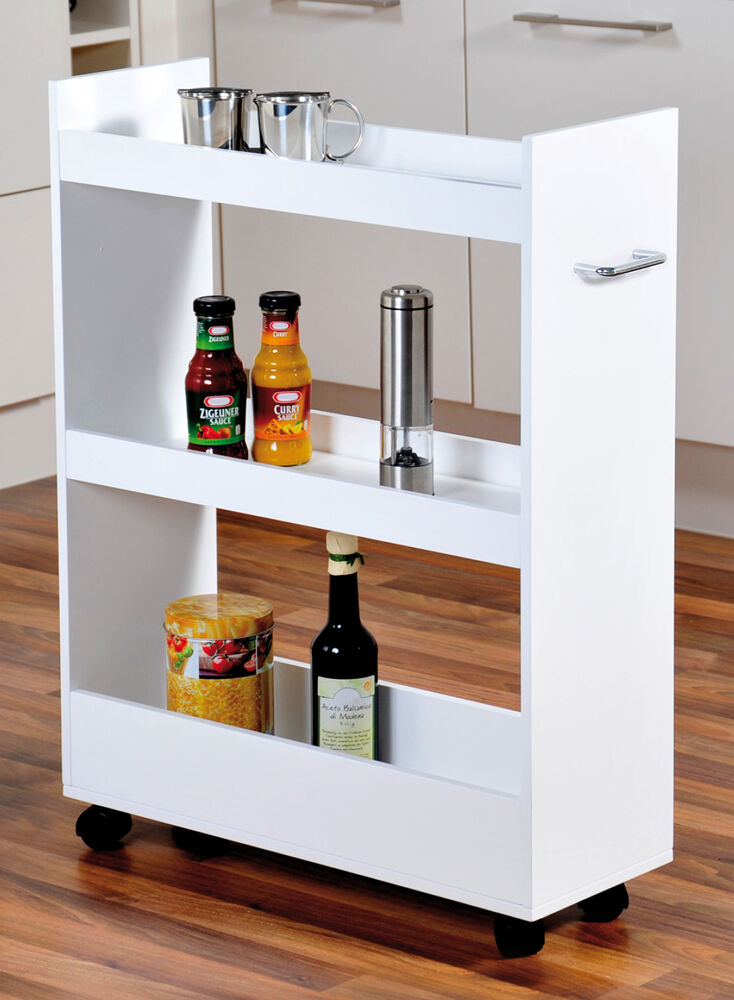 KESPER 24852-13 Nischenregal aus FSC-zertifizierte Spanplatte, weiß melaminbeschichtet / Regal / Rollregal
