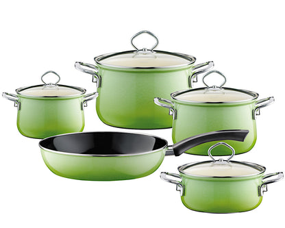 RIESS 0558-036 RIESS Emaille Topfset 5-tlg. Nouvelle extra stark, SMARAGD