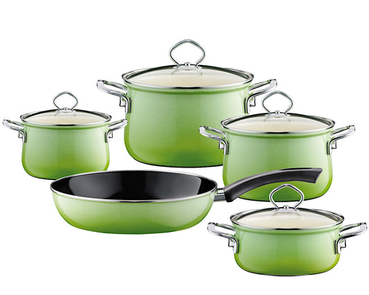 RIESS 0558-036 RIESS Emaille Topfset 5-tlg. Nouvelle extra stark, SMARAGD
