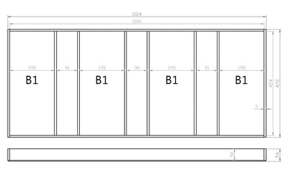 Mehrzweckeinsatz 120er Schubl. B 1124 x T 472 mm passend für BLUM Legra 16 mm Schubladen