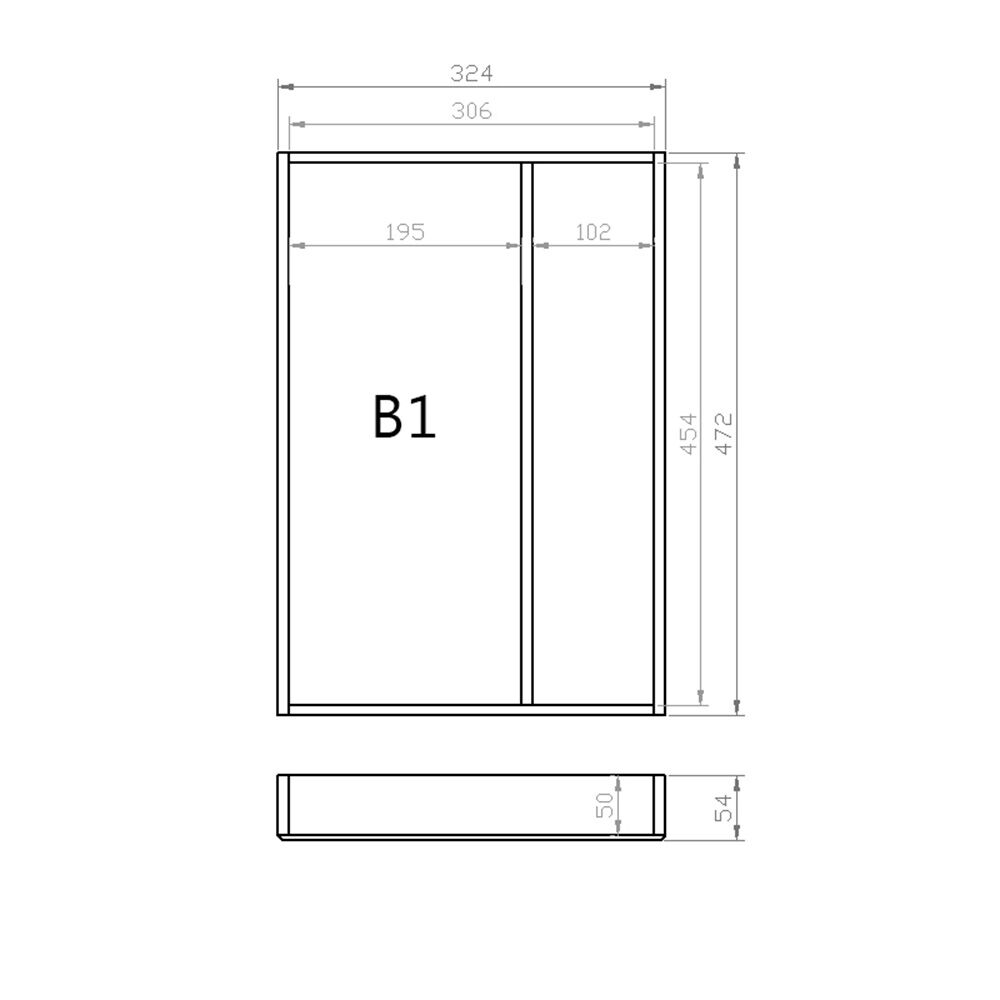 Mehrzweckeinsatz 40er Schubl. B 324 x T 472 mm passend für BLUM Legra 16 mm Schubladen