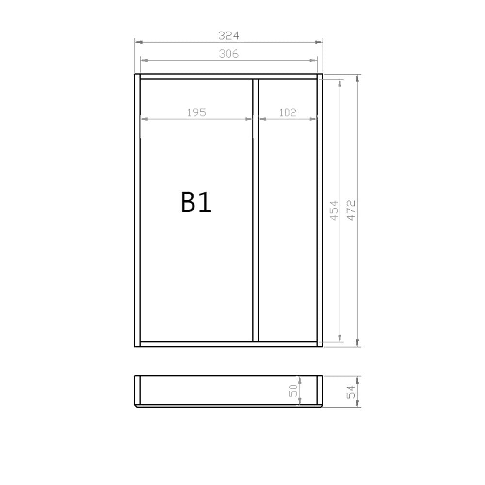 Mehrzweckeinsatz 40er Schubl. B 324 x T 472 mm passend für BLUM Legra 16 mm Schubladen