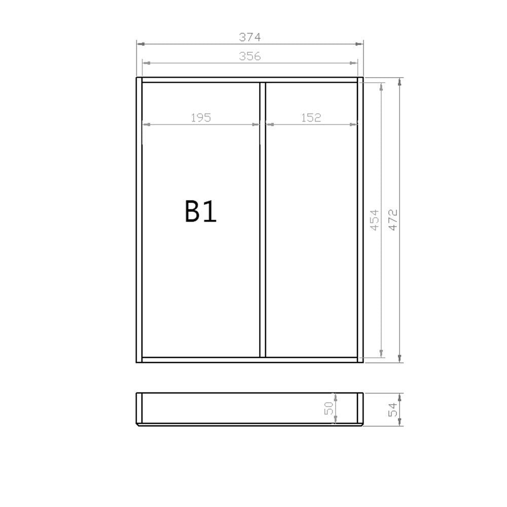 Mehrzweckeinsatz 45er Schubl. B 374 x T 472 mm passend für BLUM Legra 16 mm Schubladen