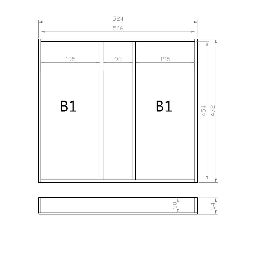 Mehrzweckeinsatz 60er Schubl. B 524 x T 472 mm passend für BLUM Legra 16 mm Schubladen
