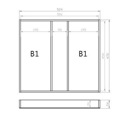 Mehrzweckeinsatz 60er Schubl. B 524 x T 472 mm passend für BLUM Legra 16 mm Schubladen
