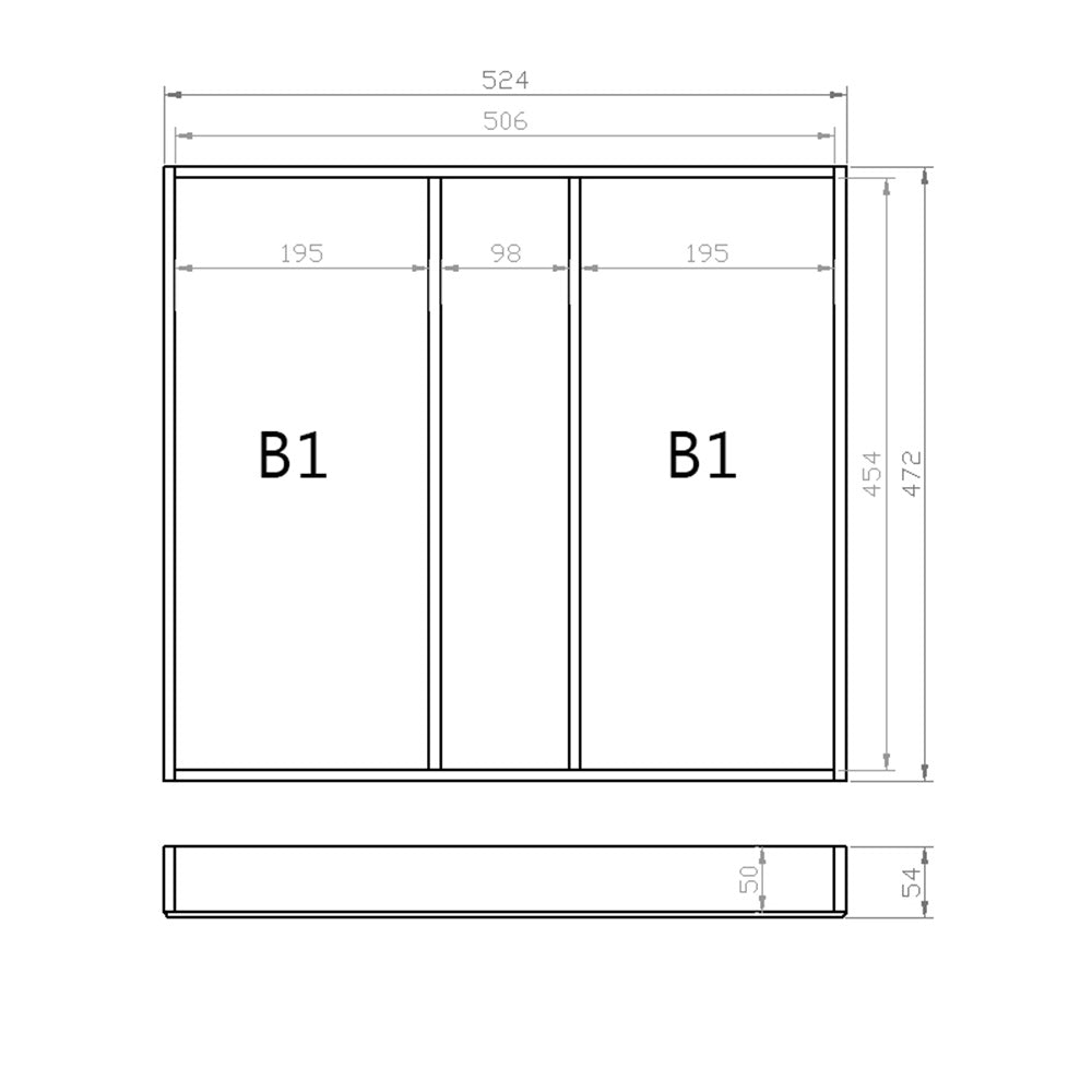 Mehrzweckeinsatz 60er Schubl. B 524 x T 472 mm passend für BLUM Legra 16 mm Schubladen