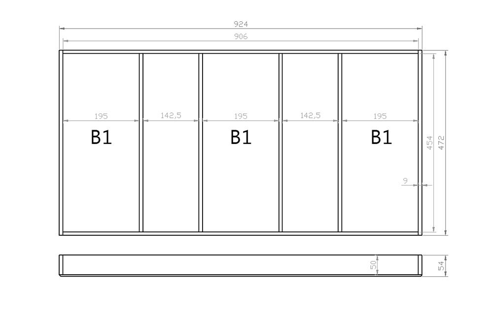 Mehrzweckeinsatz 100er Schubl. B 924 x T 472 mm passend für BLUM Legra 16 mm Schubladen