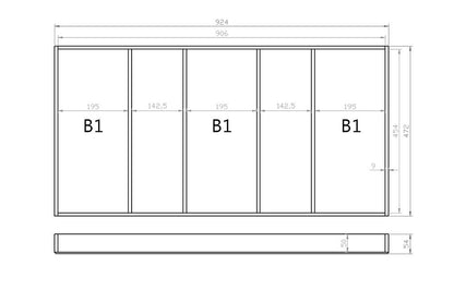 Mehrzweckeinsatz 100er Schubl. B 924 x T 472 mm passend für BLUM Legra 16 mm Schubladen
